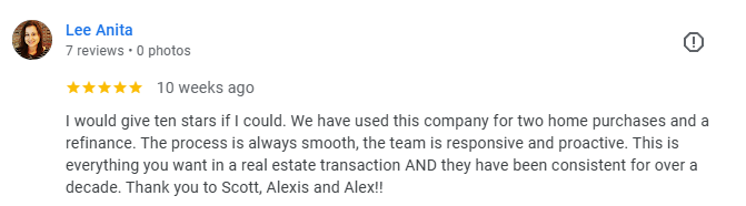 Google review from a satisfied American Mortgage Services borrower